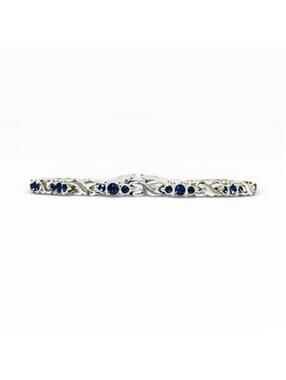 Oval Lab-Created Blue Sapphire Double Infinity Bracelet in Silver
